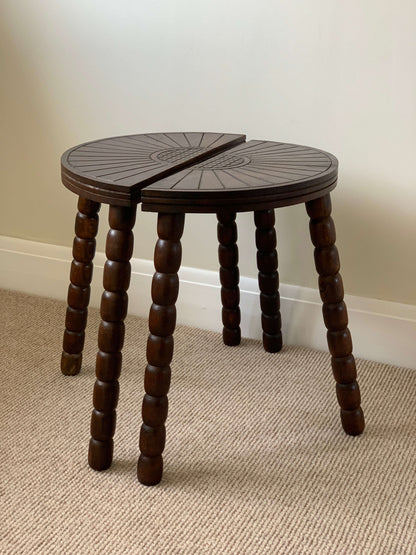 Pair of French vintage demilune side tables