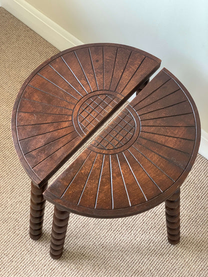 Pair of French vintage demilune side tables