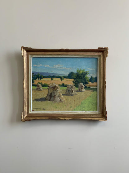 French hay stack oil on board