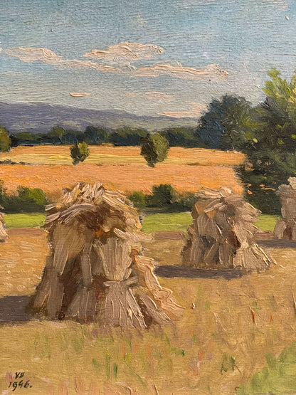 French hay stack oil on board