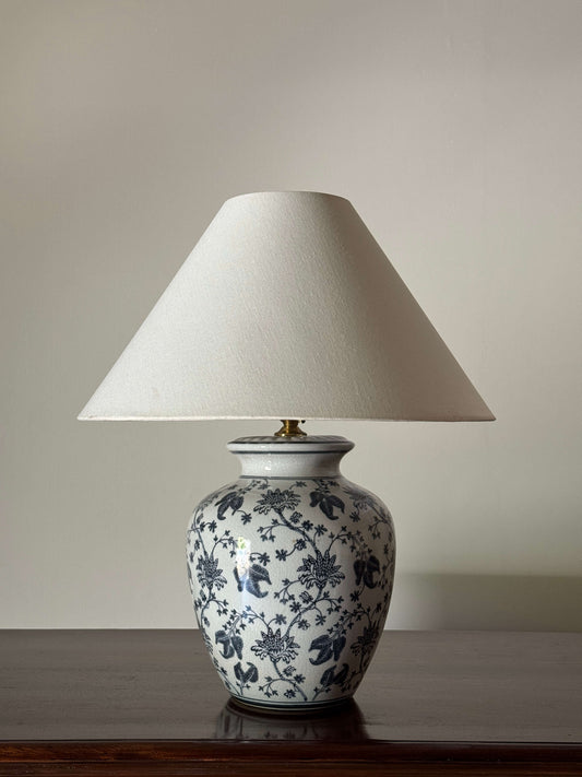 Mid-century blue and white ceramic lamp base