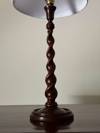 Edwardian mahogany barley twist lamp