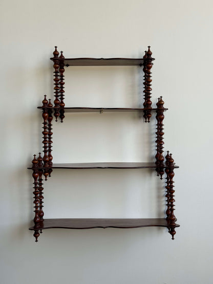 Victorian mahogany wall-mounted spindle shelf