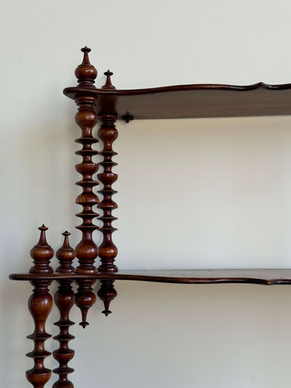 Victorian mahogany wall-mounted spindle shelf