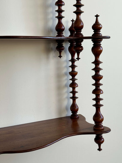 Victorian mahogany wall-mounted spindle shelf