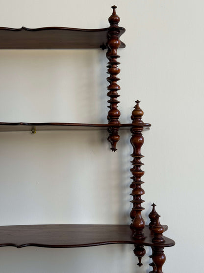 Victorian mahogany wall-mounted spindle shelf