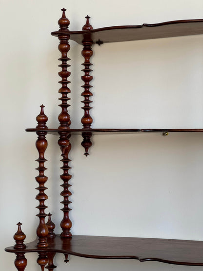 Victorian mahogany wall-mounted spindle shelf