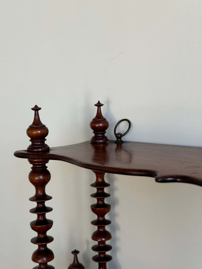 Victorian mahogany wall-mounted spindle shelf