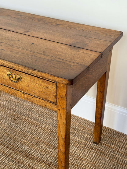 Antique oak writing desk with two drawers