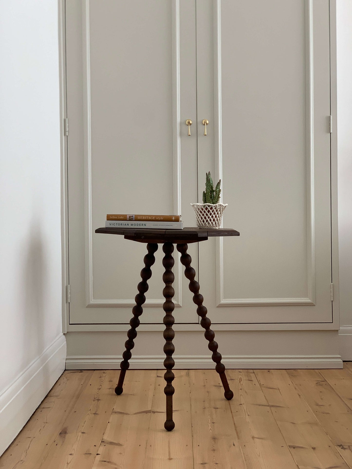 ON HOLD French Victorian antique octagonal bobbin side table