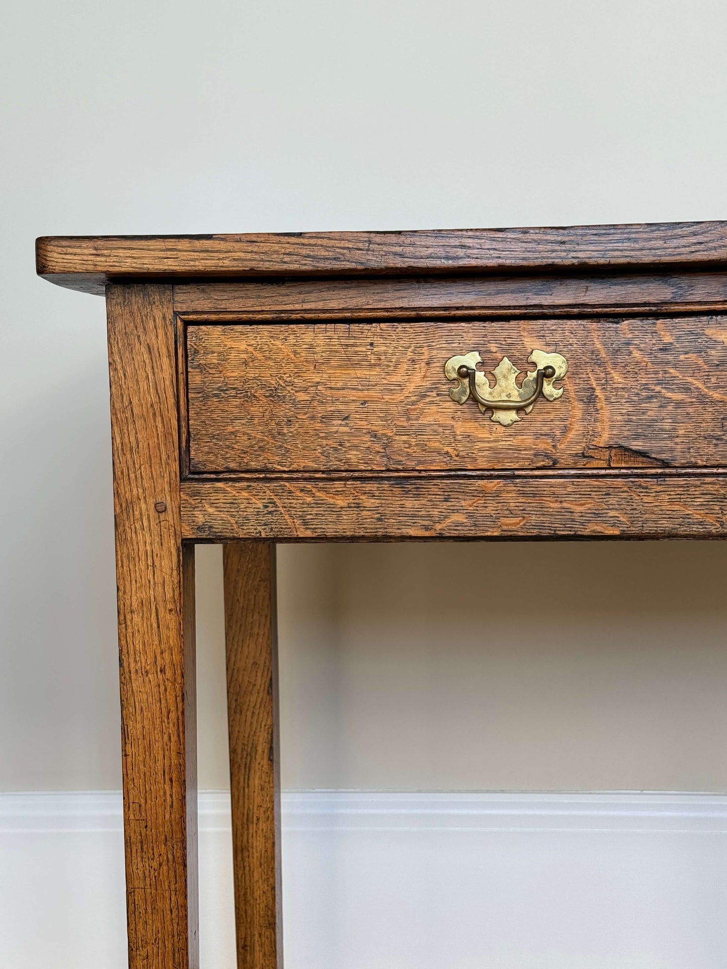 Antique oak writing desk with two drawers