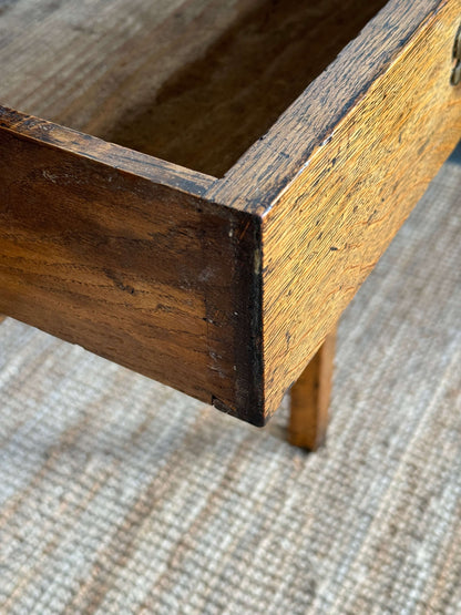 Antique oak writing desk with two drawers