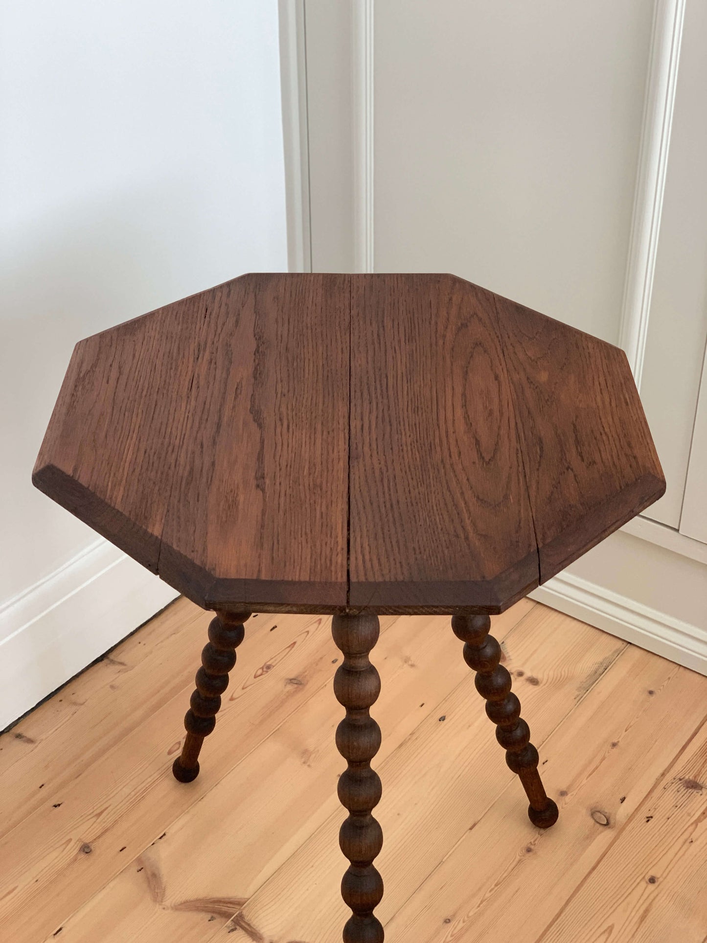 ON HOLD French Victorian antique octagonal bobbin side table