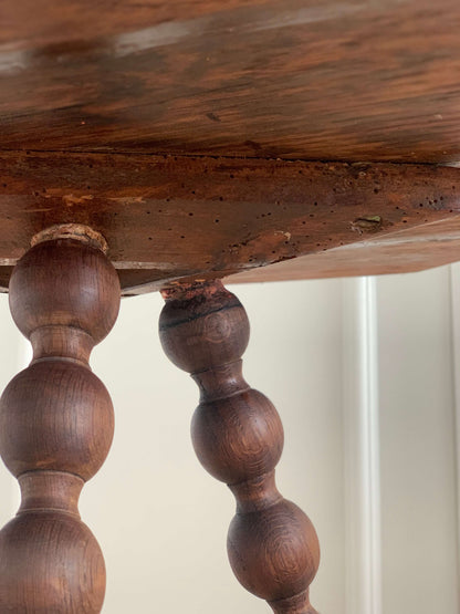 French Victorian antique octagonal bobbin side table