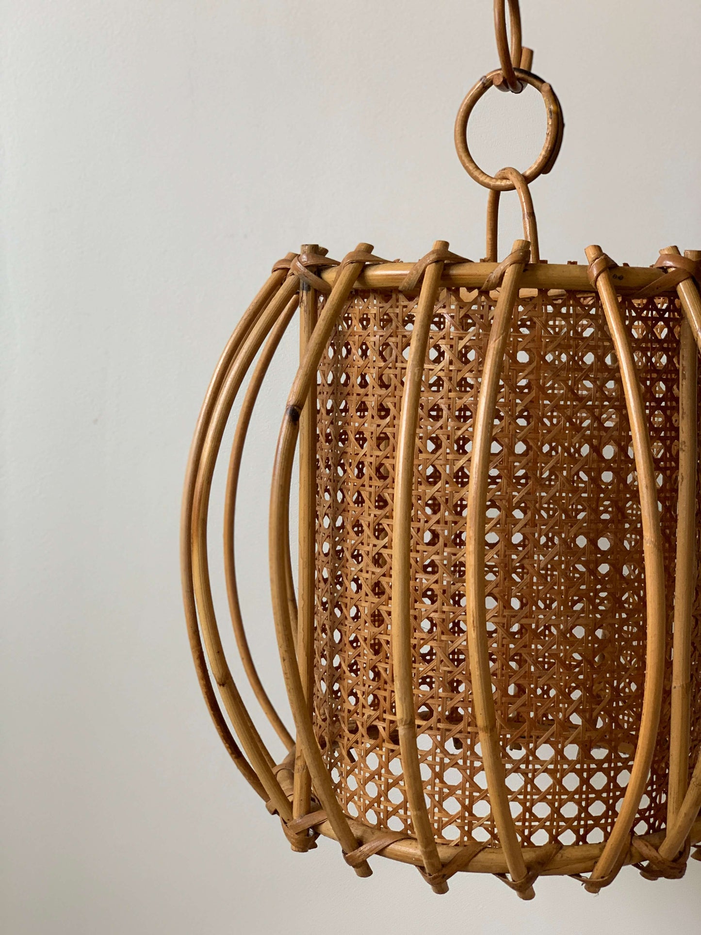 French mid-century rattan pendant shade