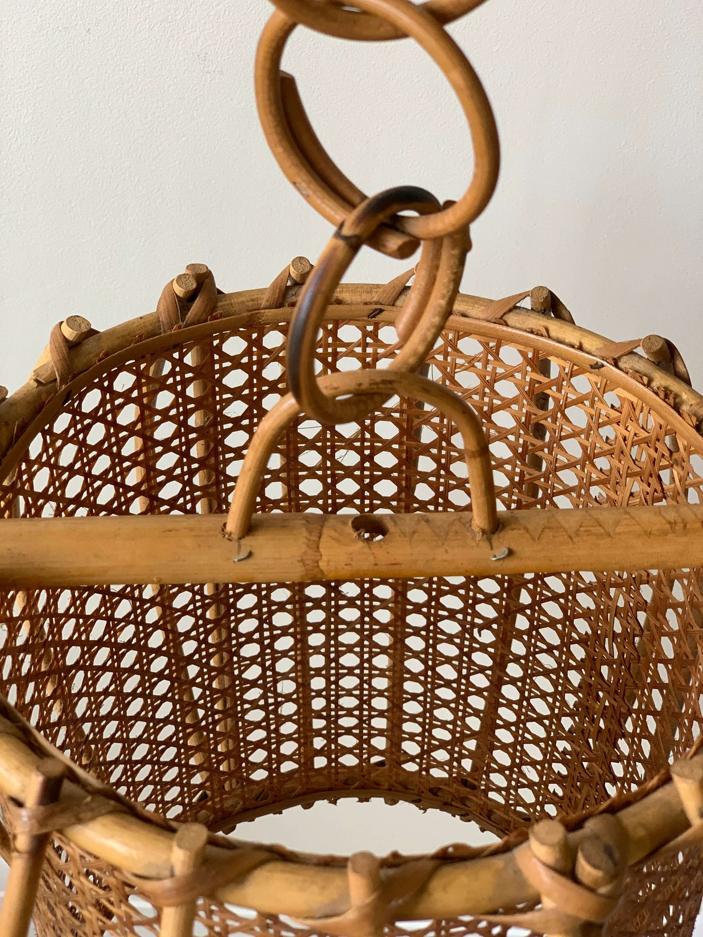 French mid-century rattan pendant shade