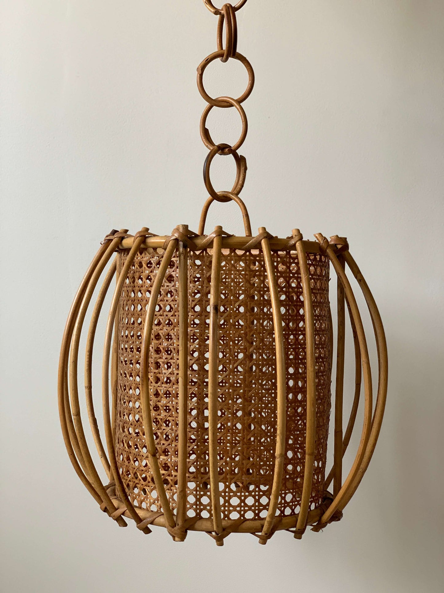 French mid-century rattan pendant shade