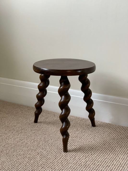 French vintage circular twisted stool