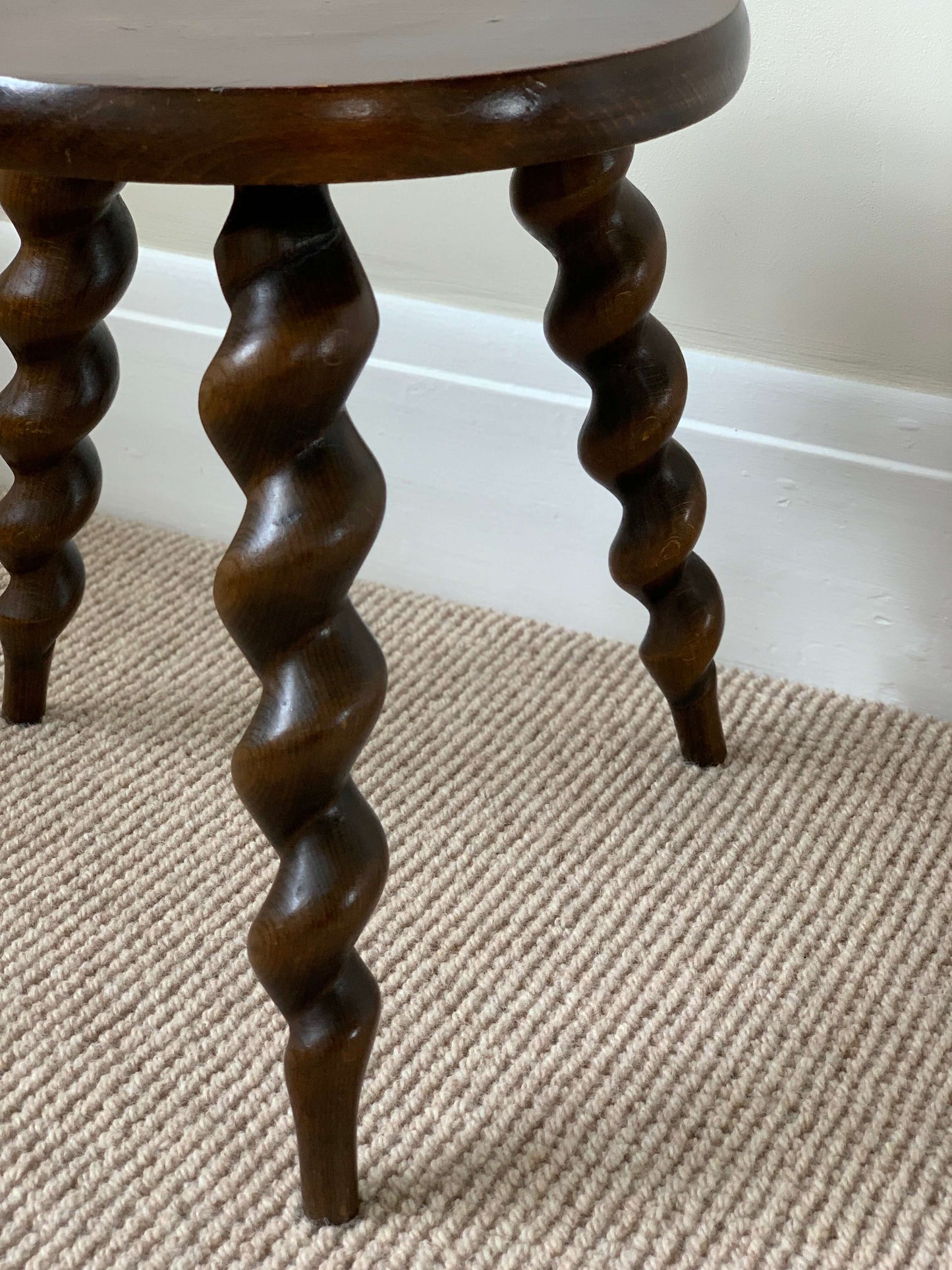 French vintage circular twisted stool