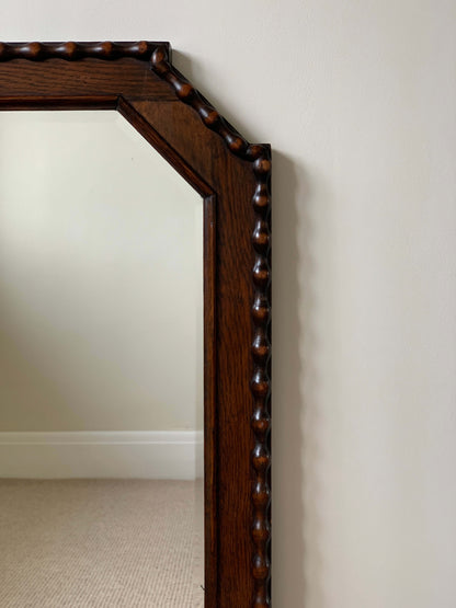 Antique Victorian oak octangular bobbin mirror