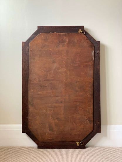 Antique Victorian oak octangular bobbin mirror