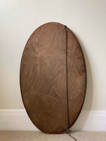 Antique victorian bobbin oval bevelled mirror