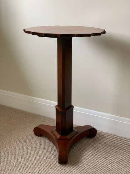 Edwardian scalloped pedestal side table