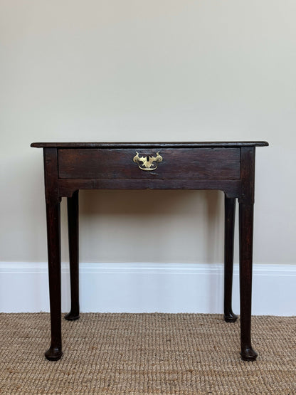 Georgian dark oak low boy side table with pad feet