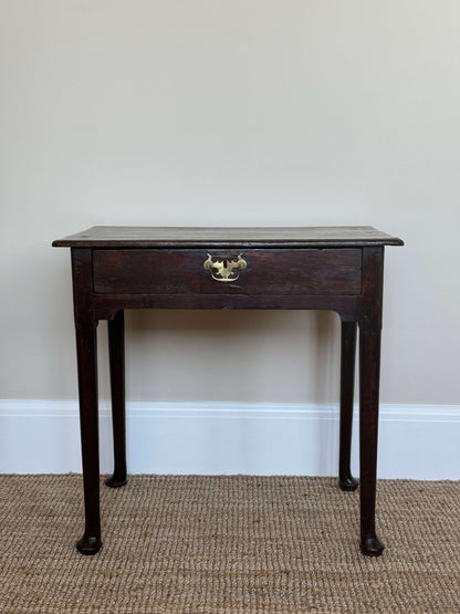 Georgian dark oak low boy side table with pad feet