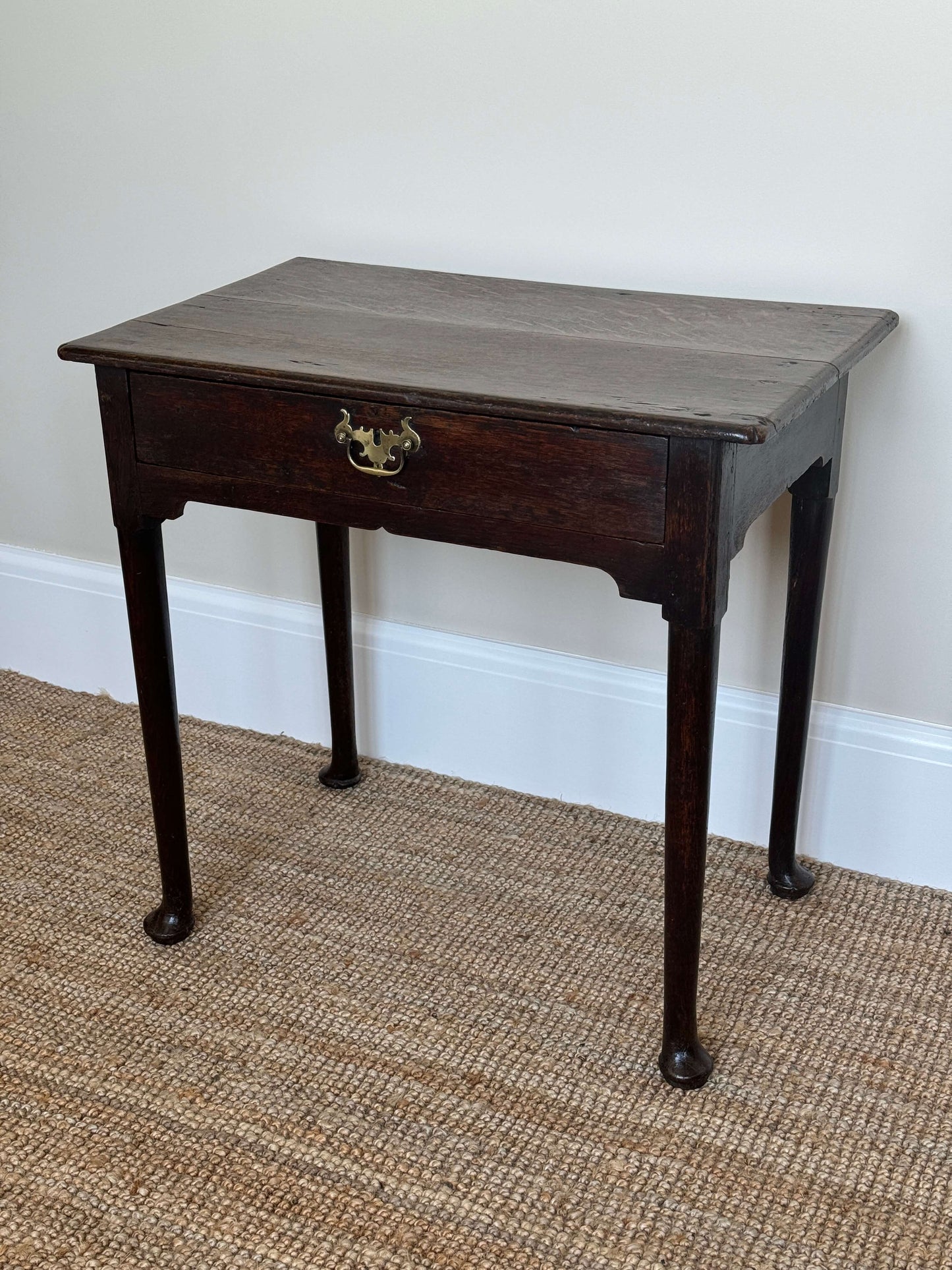 Georgian dark oak low boy side table with pad feet