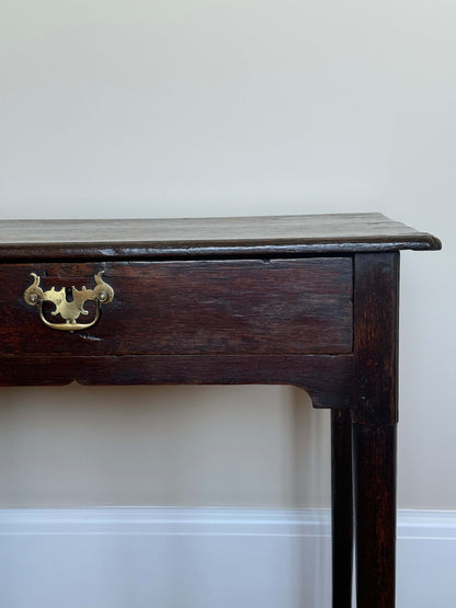 Georgian dark oak low boy side table with pad feet