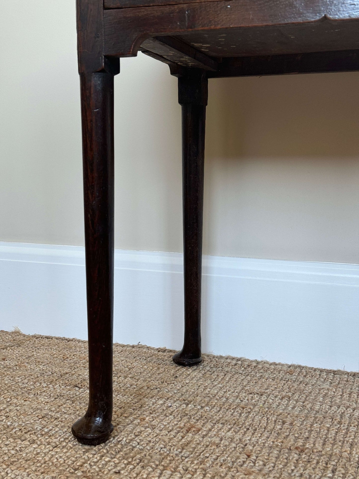 Georgian dark oak low boy side table with pad feet