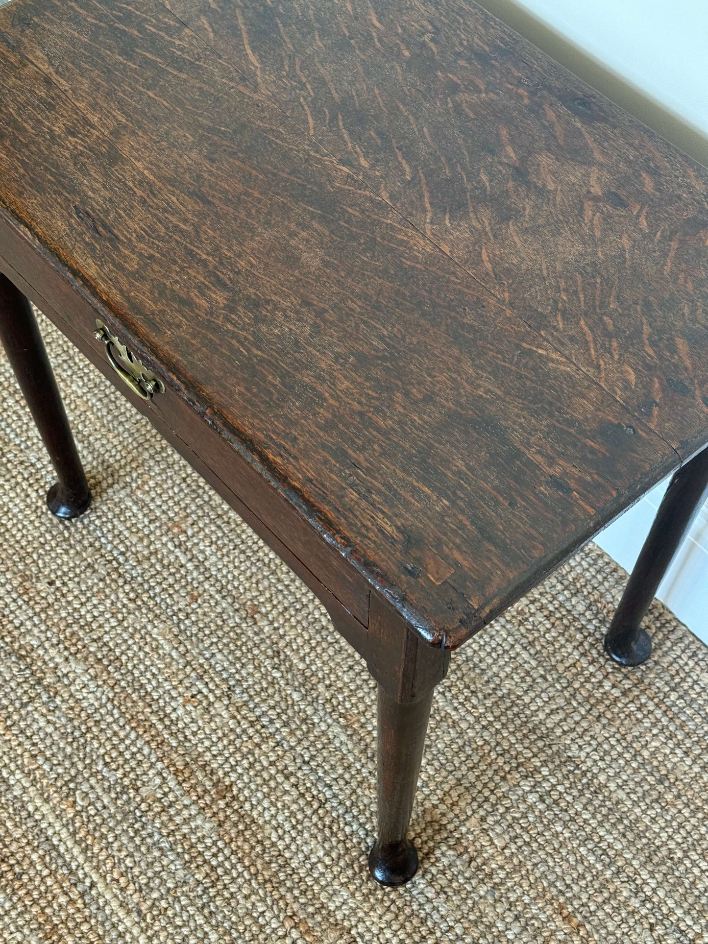 Georgian dark oak low boy side table with pad feet