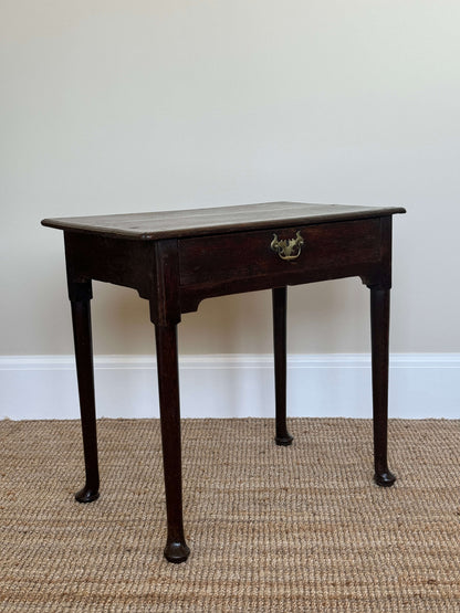 Georgian dark oak low boy side table with pad feet