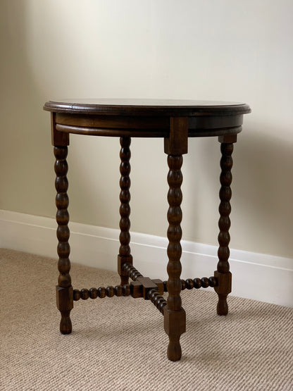 French antique circular bobbin side table