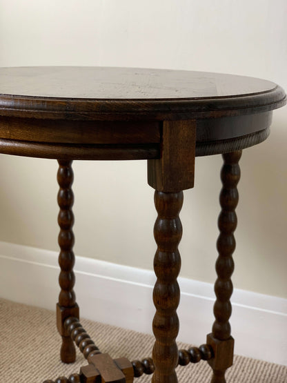 French antique circular bobbin side table