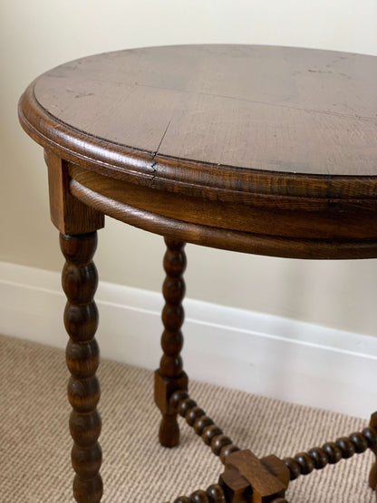 French antique circular bobbin side table