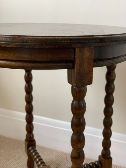 French antique circular bobbin side table