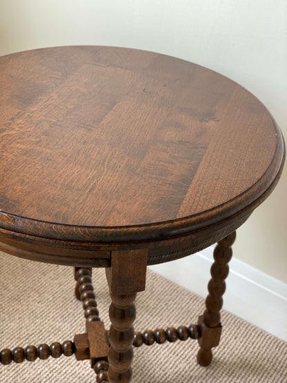 French antique circular bobbin side table