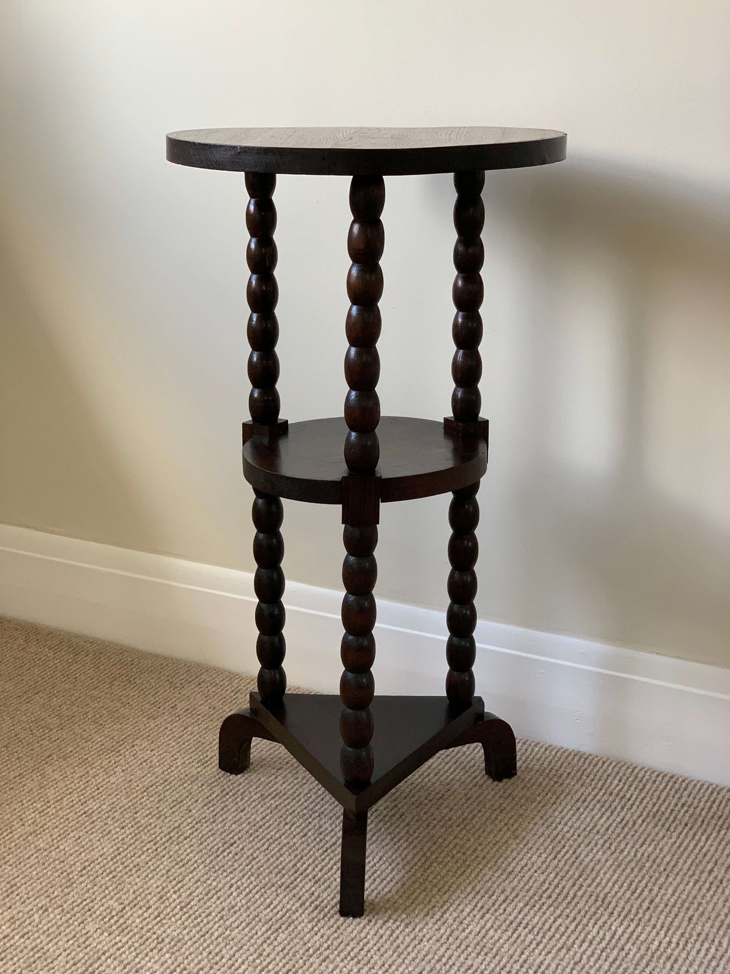 ON HOLD French antique bobbin tiered side table