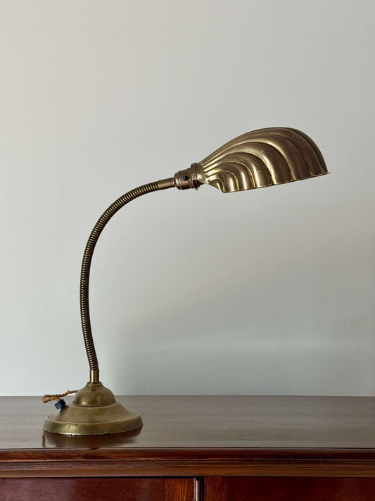 Art Deco brass clam table lamp