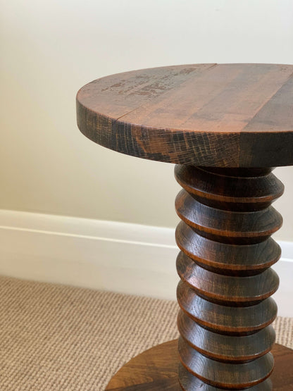 French antique spiral pedestal side table