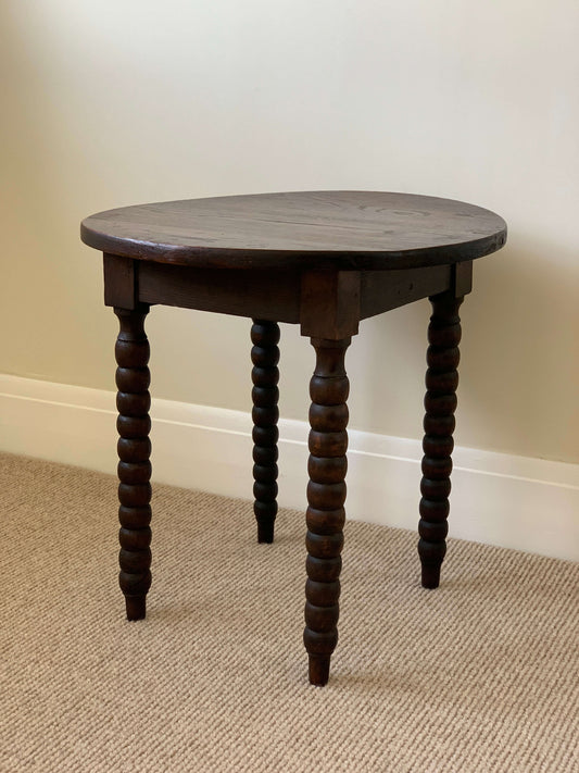 French antique round bobbin table