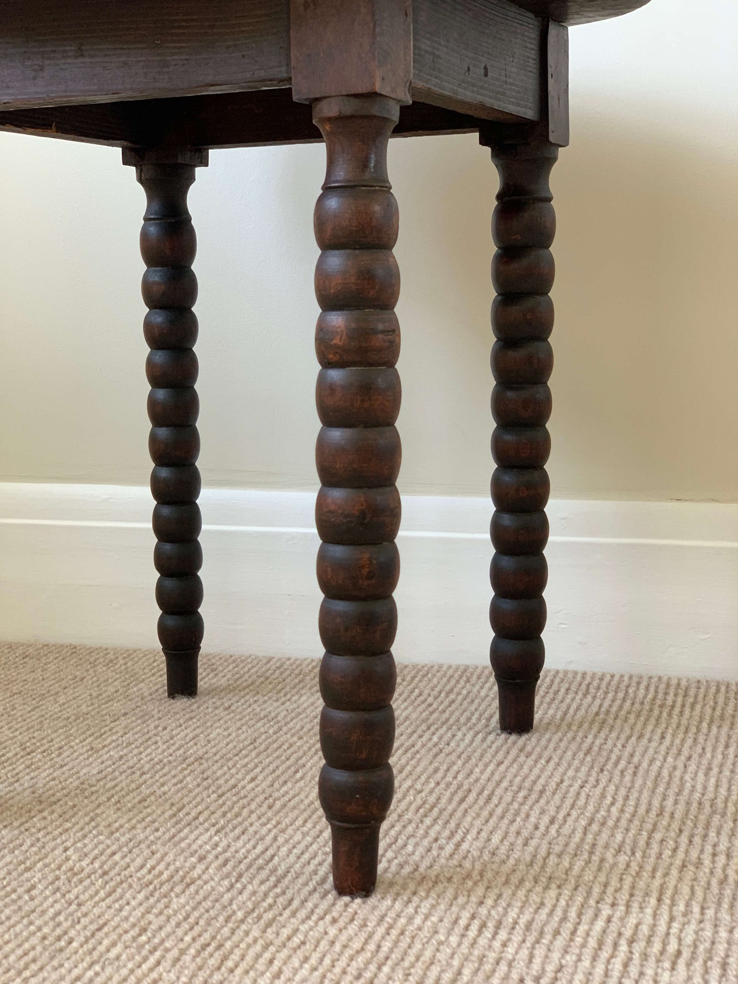 French antique round bobbin table