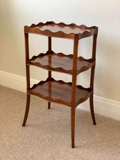 Antique three-tiered scalloped side table