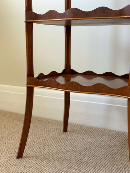 Antique three-tiered scalloped side table