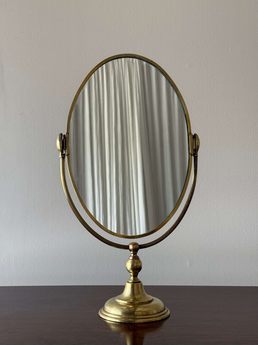 Late Victorian brass table-top mirror