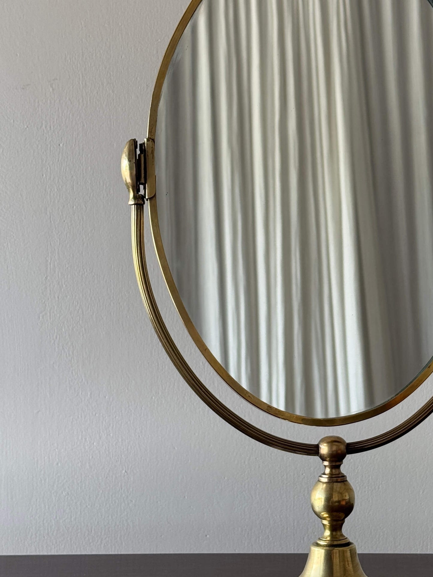 Late Victorian brass table-top mirror