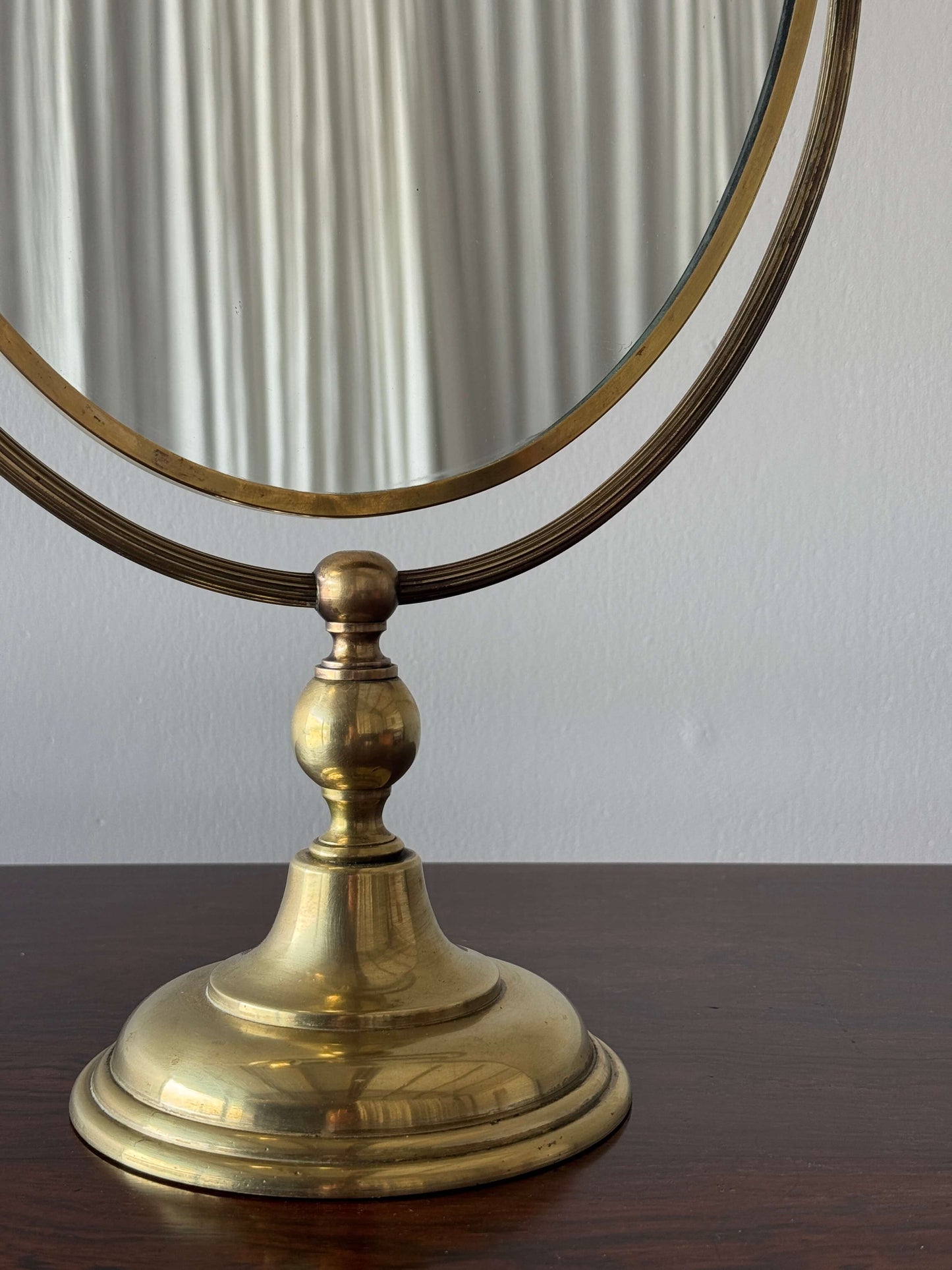 Late Victorian brass table-top mirror