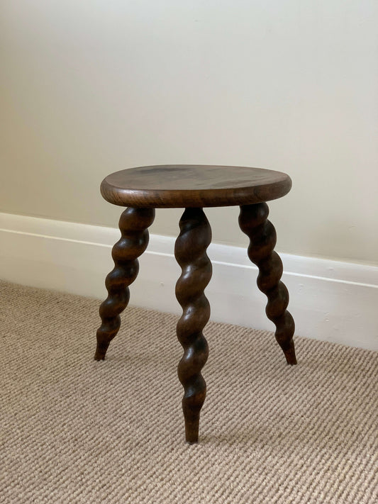 French vintage circular twisted stool